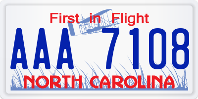 NC license plate AAA7108