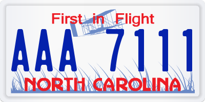 NC license plate AAA7111