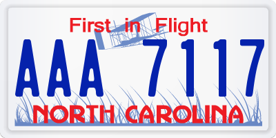 NC license plate AAA7117