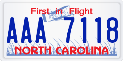 NC license plate AAA7118