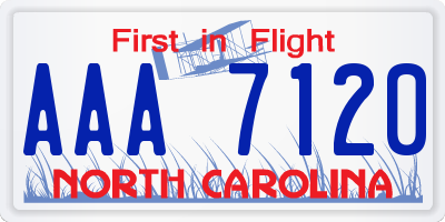 NC license plate AAA7120