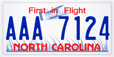 NC license plate AAA7124