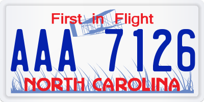 NC license plate AAA7126