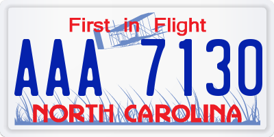 NC license plate AAA7130