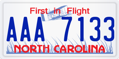 NC license plate AAA7133