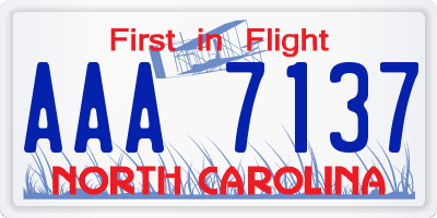 NC license plate AAA7137