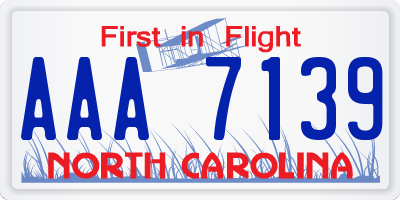NC license plate AAA7139