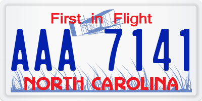 NC license plate AAA7141