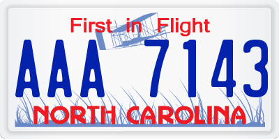 NC license plate AAA7143