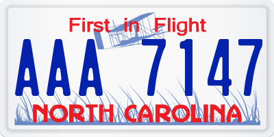 NC license plate AAA7147