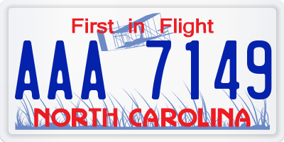 NC license plate AAA7149