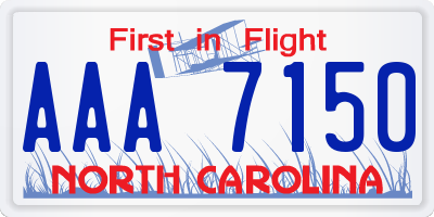 NC license plate AAA7150