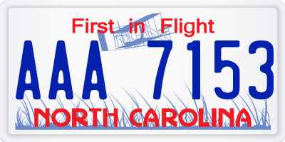NC license plate AAA7153