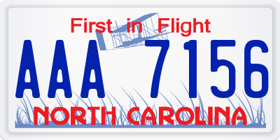 NC license plate AAA7156