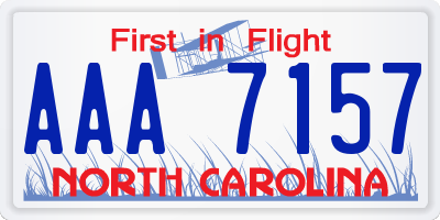 NC license plate AAA7157
