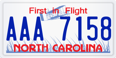 NC license plate AAA7158