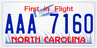 NC license plate AAA7160