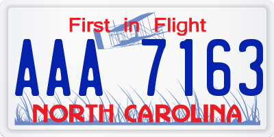 NC license plate AAA7163