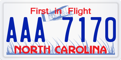 NC license plate AAA7170