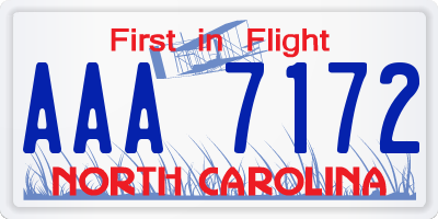 NC license plate AAA7172