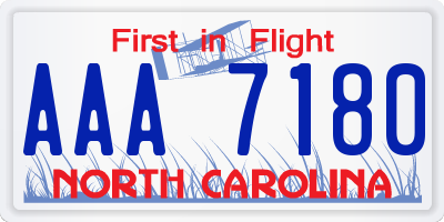 NC license plate AAA7180