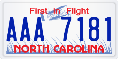 NC license plate AAA7181