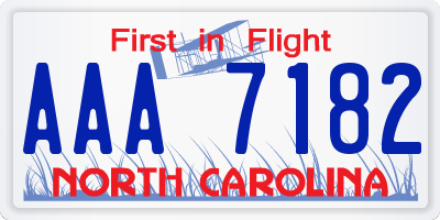 NC license plate AAA7182