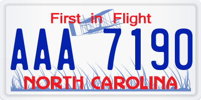 NC license plate AAA7190