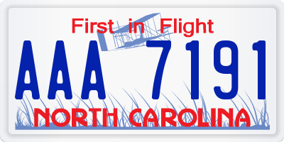 NC license plate AAA7191