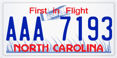 NC license plate AAA7193