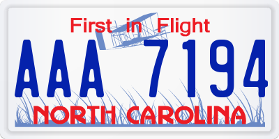 NC license plate AAA7194