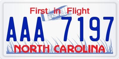 NC license plate AAA7197