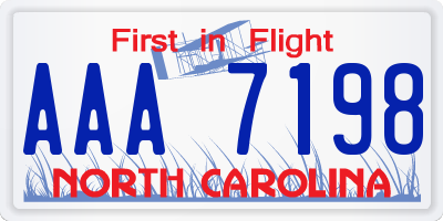 NC license plate AAA7198