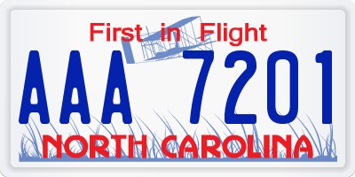 NC license plate AAA7201