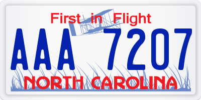 NC license plate AAA7207