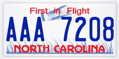 NC license plate AAA7208