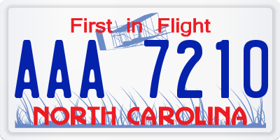 NC license plate AAA7210