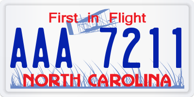 NC license plate AAA7211