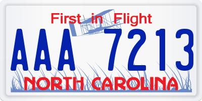 NC license plate AAA7213