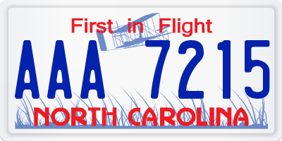 NC license plate AAA7215