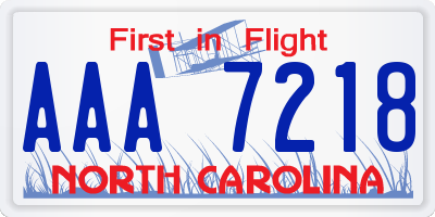 NC license plate AAA7218