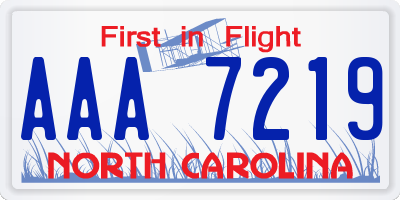 NC license plate AAA7219