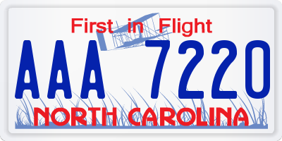 NC license plate AAA7220