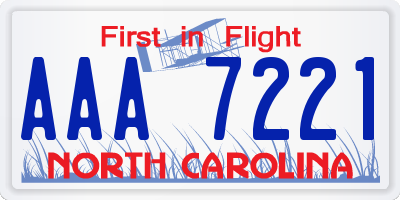 NC license plate AAA7221