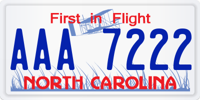 NC license plate AAA7222