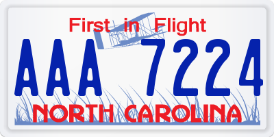 NC license plate AAA7224