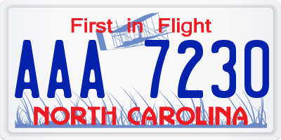 NC license plate AAA7230