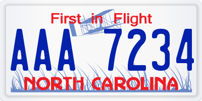 NC license plate AAA7234