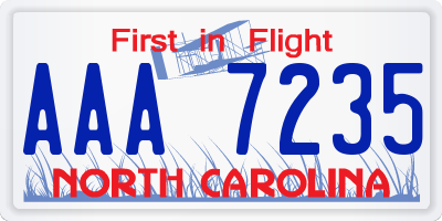 NC license plate AAA7235