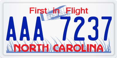 NC license plate AAA7237